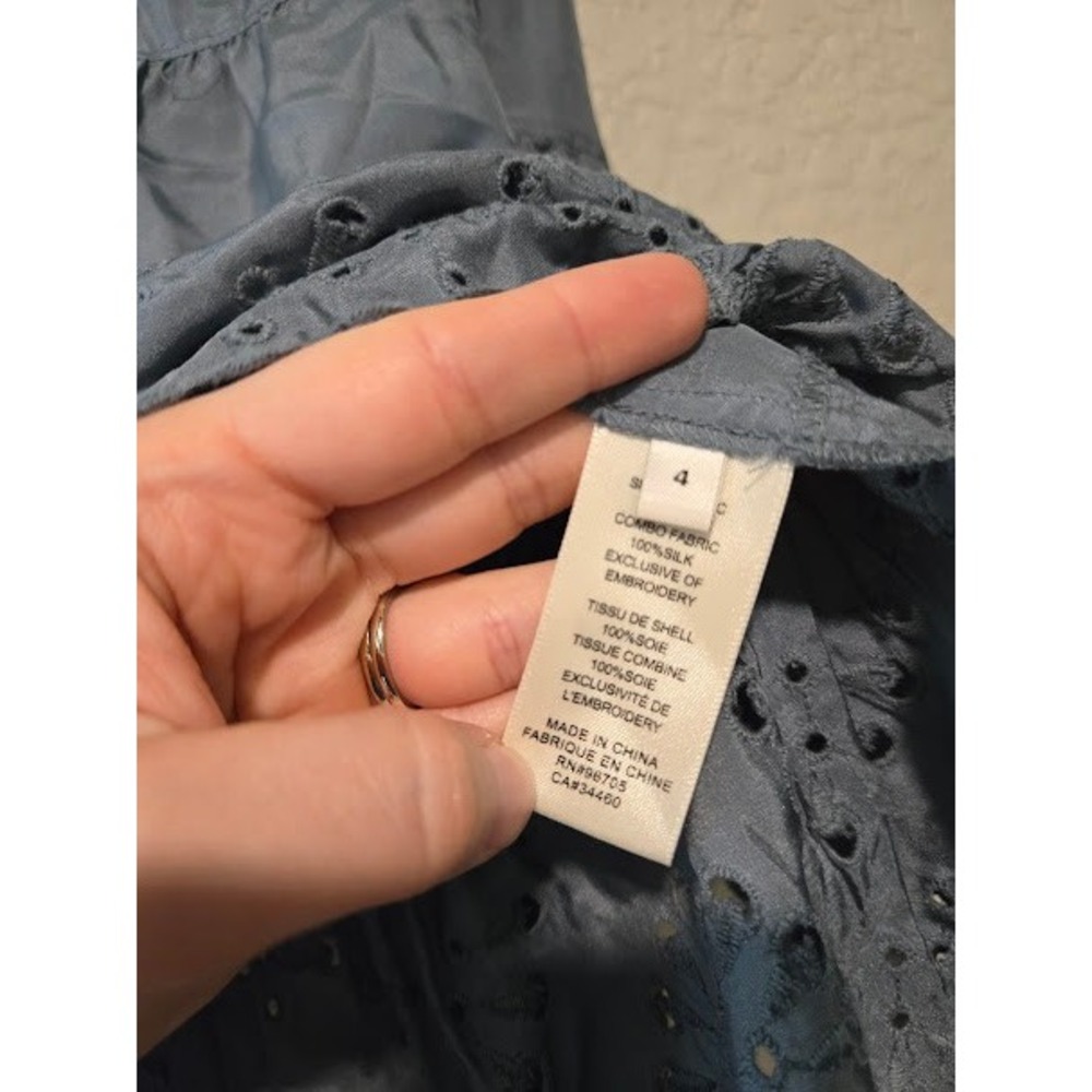 Rebecca Taylor Slate Grey Silk Chrochet Top - Picture 3 of 3